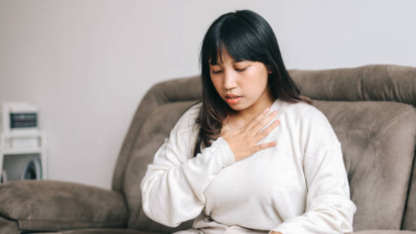 Person struggling to breathe