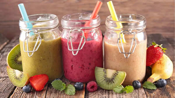 Selection of colorful and healthy smoothies