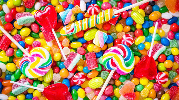 Colorful candies that may contain harmful dyes
