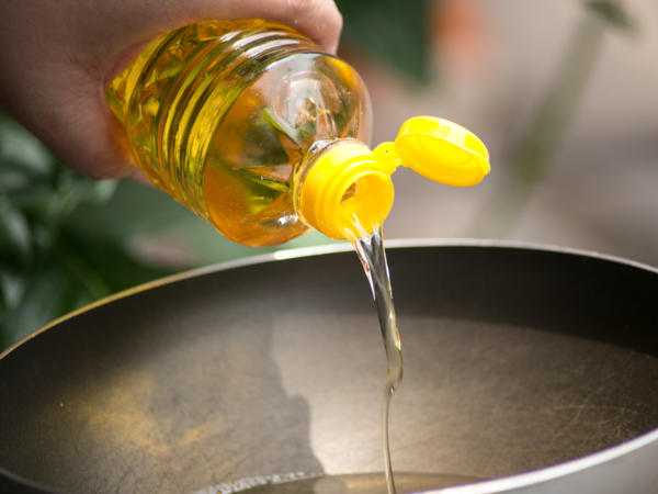 Bottle of vegetable oil, a source of brominated vegetable oil